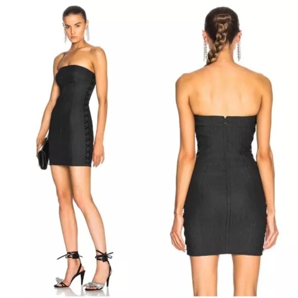 Cinq a Sept Gaia Dress in Black Mini Goth Lace Up Sides Size 6 - Picture 1 of 7